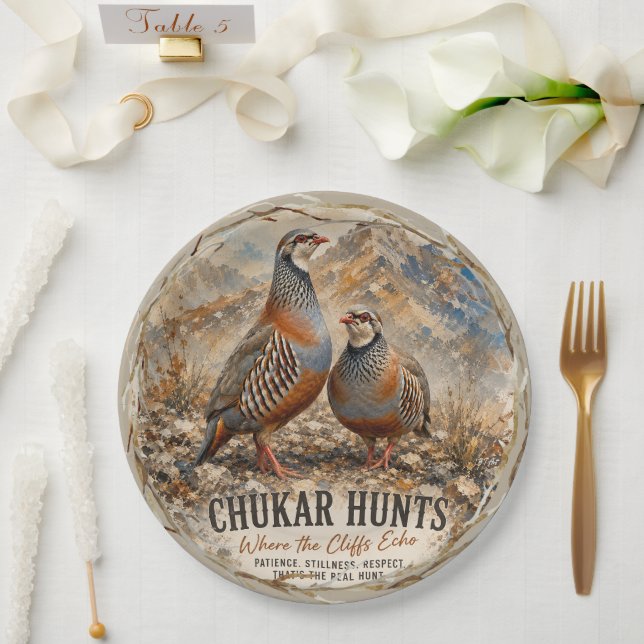 Prato De Papel Arte de casal de perdiz Chukar (Casamento)