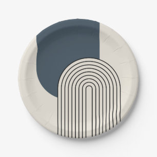 Prato De Papel Arte de linha de estilo de meio século com arco az
