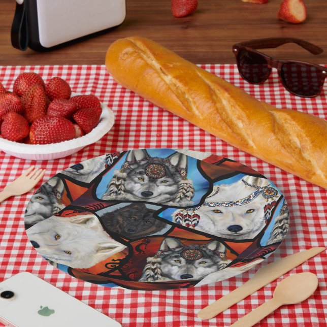 PRATO DE PAPEL ARTE DE LOBO SUDOESTE (Piquenique)