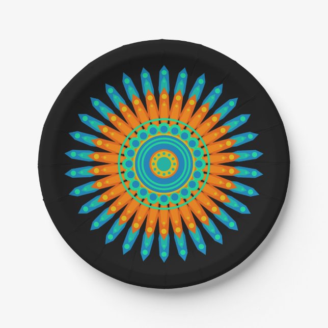 Prato De Papel Arte de Mandala Geométrico Círculo Desenho-48256 (Frente)