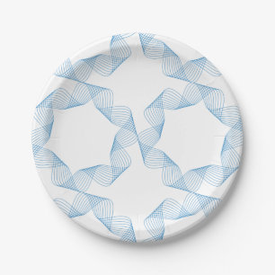 Prato De Papel Arte de padrão geométrico azul, fofo, simples e el