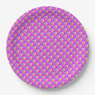 Prato De Papel Arte de padrão oval em cores mistas, moderno bril