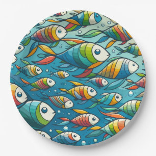 Prato De Papel Arte de peixe submarino colorida