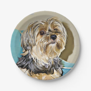 Prato De Papel Arte digital do yorkshire terrier bonito