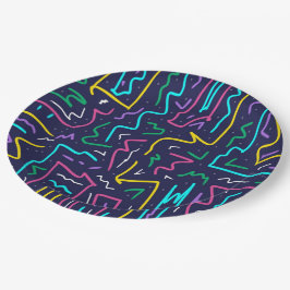 Prato De Papel Arte do Espaço Contrastada Neon