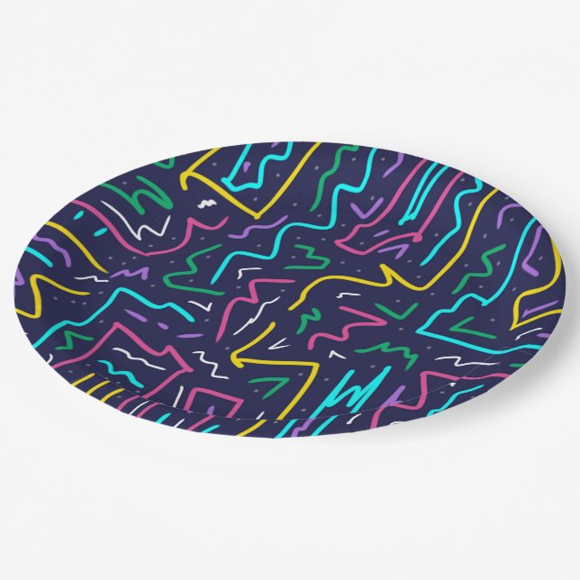 Prato De Papel Arte do Espaço Contrastada Neon (Inclinado)