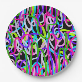 Prato De Papel Arte Escrivora Colorida a Preto