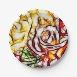 Prato De Papel Arte Floral Abstrata Amarela Luz Rosa Brilho