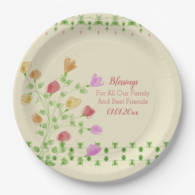 Prato De Papel Arte Floral Com Creme (Frente)