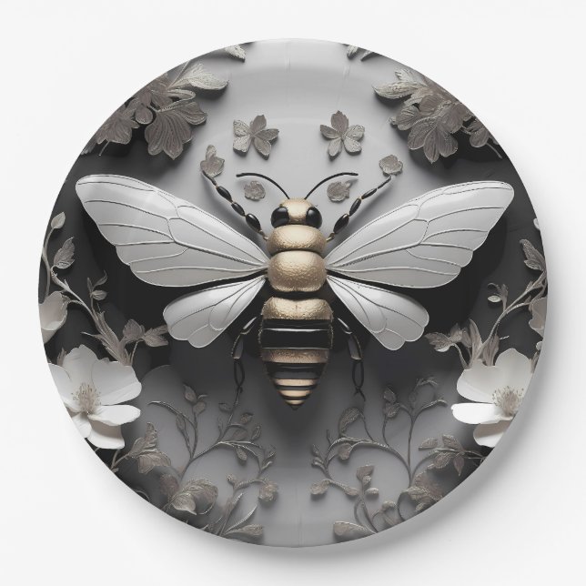 Prato De Papel Arte Geométrica das Abelhas de Honeybee (Frente)