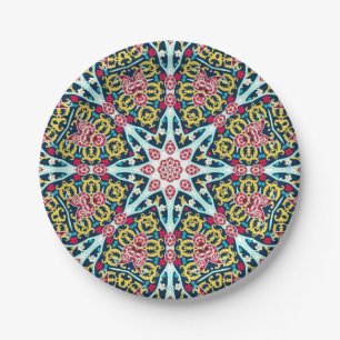 Prato De Papel Arte Mandala de Roseta Ornamental Colorida