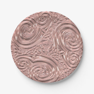 Prato De Papel Arte nova abstrata rosa dourado metálico
