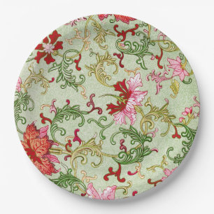 Prato De Papel Arte Nova Antiga Chinoiserie Floral Chinesa
