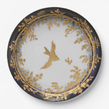 Arte Vintage Elegante Andorinha Pássaro Dourado