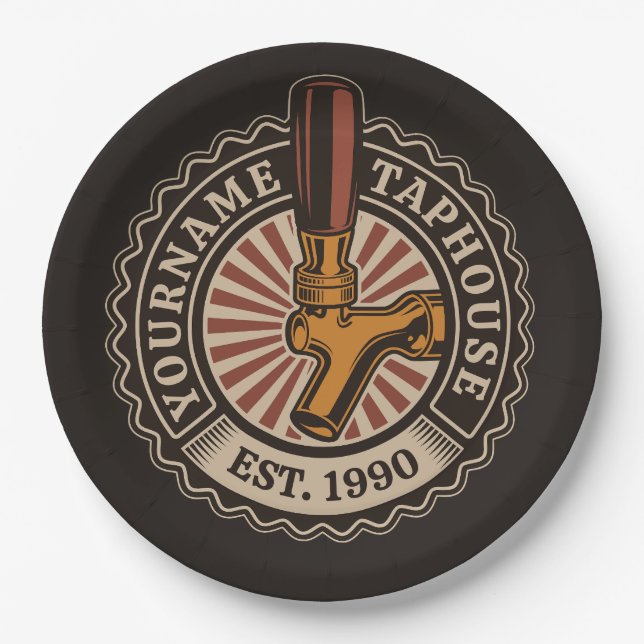 Prato De Papel Artesanato DE NOME Personalizado Bar de cervejaria (Frente)