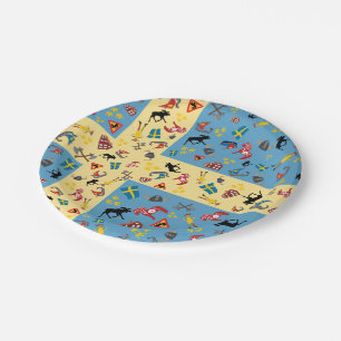 Prato De Papel Artigos suecos da cultura com bandeira