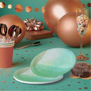 Prato De Papel Artista Contemporâneo Moderno Linhas Verdes Aquare