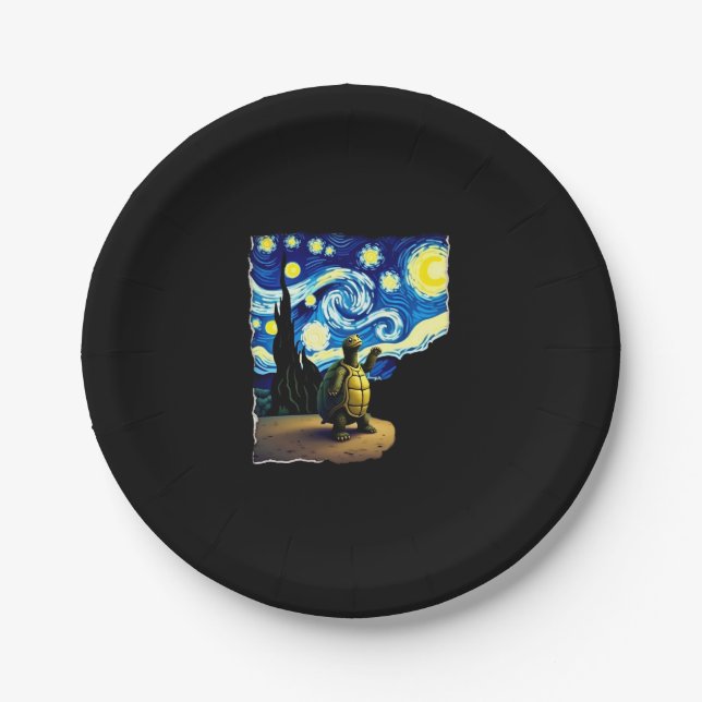 Prato De Papel Artistic Turtle Shirt  Starry Night Turtle (4) (Frente)