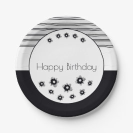 Prato De Papel Artsy Floral E Stripe