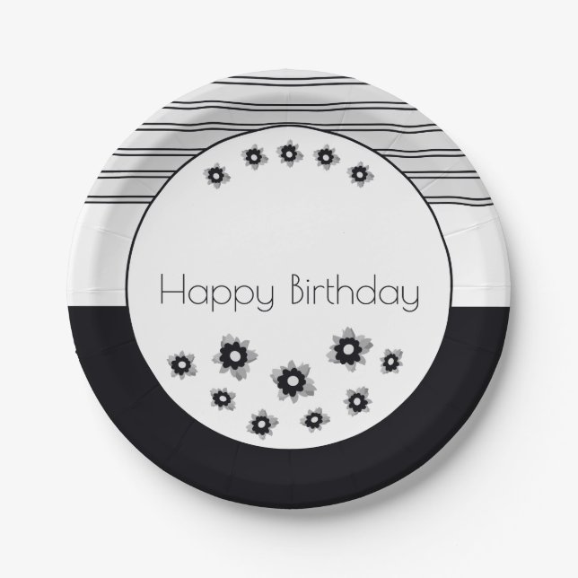 Prato De Papel Artsy Floral E Stripe (Frente)