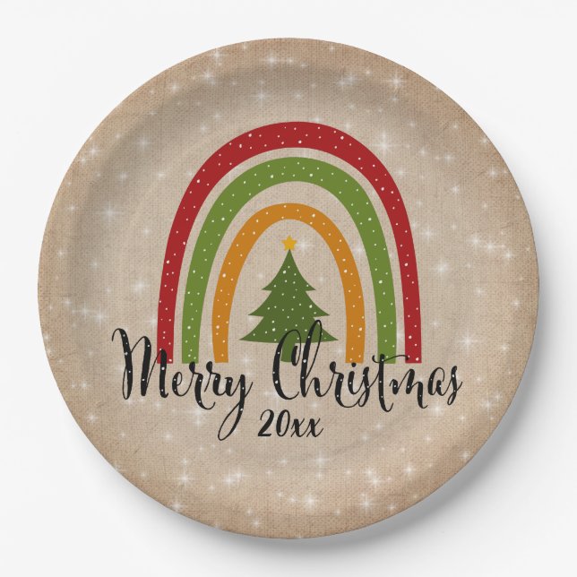 Prato De Papel Árvore de Natal do Arco-Íris Moderno 20xx Adiciona (Frente)