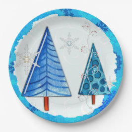 Prato De Papel Árvore de Natal e Floco de Neve