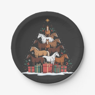 Prato De Papel Árvore de Natal em forma de cavalo Equine Natal