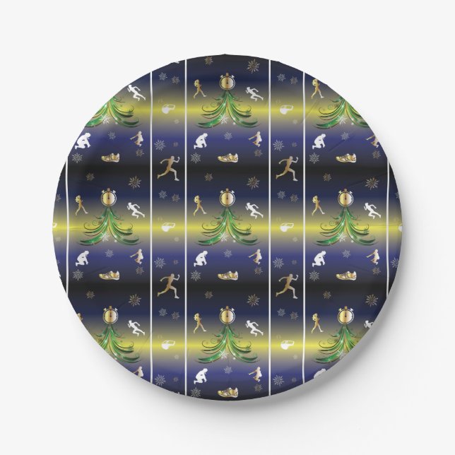 Prato De Papel Árvore de Natal em Pista - Raparigas Correndo (Frente)