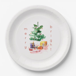 Prato De Papel Árvore de Natal Moderno e feliz Brilhante