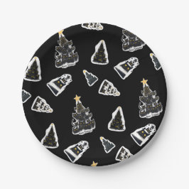 Prato De Papel Árvore de Natal Moga Preta Divertida