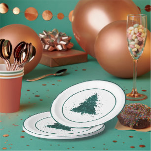 Prato De Papel Árvore de Natal Moody Verde-Teal-Meia-Noite Escu
