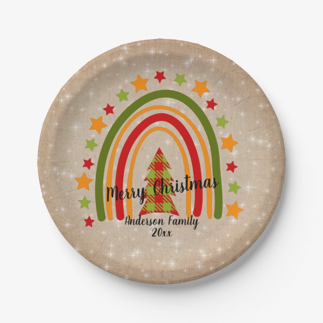 Prato De Papel Árvore moderna do Arco-Íris de Natal Árvore 20xx T (Frente)