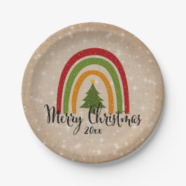 Prato De Papel Árvore natalícia moderna do Arco-Íris 20xx Adicion