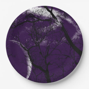 Prato De Papel Árvore roxa   da lua do abstrato da placa de pape