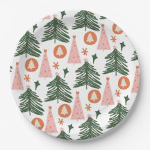 Árvores de Natal Boho Verde Rosa Laranja