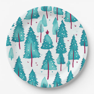 Prato De Papel Árvores de Natal Lindas de Inverno Floresta de Nev
