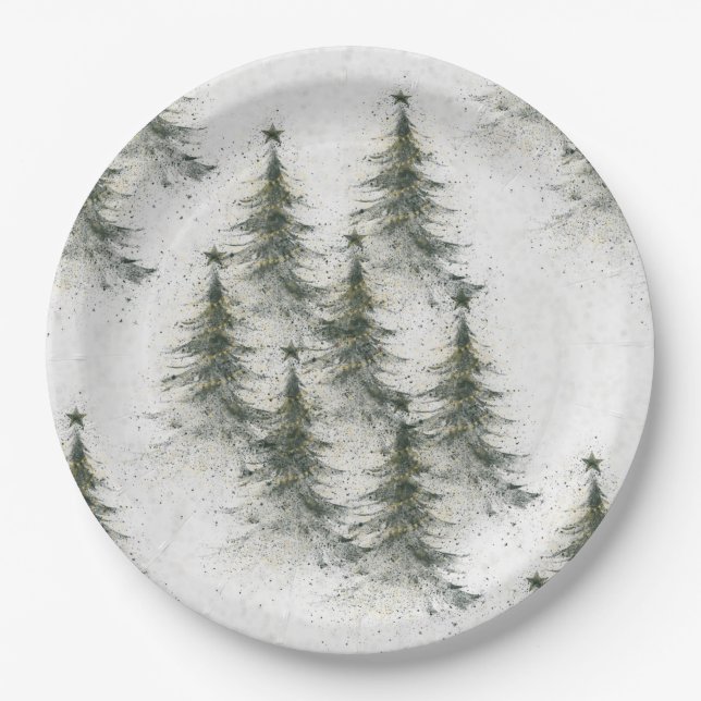 Prato De Papel Árvores de Natal nos Bosques (Frente)