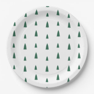 Prato De Papel Árvores de Natal Simples Modernas em Verde