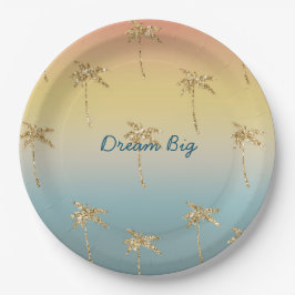 Prato De Papel Árvores de Palma Douradas Sunset