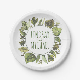 Prato De Papel As hortaliças da aguarela envolvem o casamento