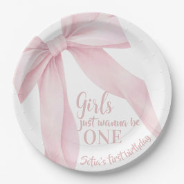 Prato De Papel As meninas só querem ser Uma Fita Rosa 