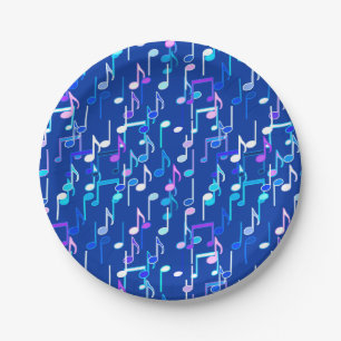 Prato De Papel As notas musicais imprimem - o azul de índigo,
