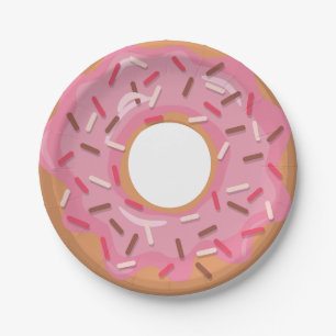 Prato De Papel As rosquinhas congeladas rosa com polvilham a