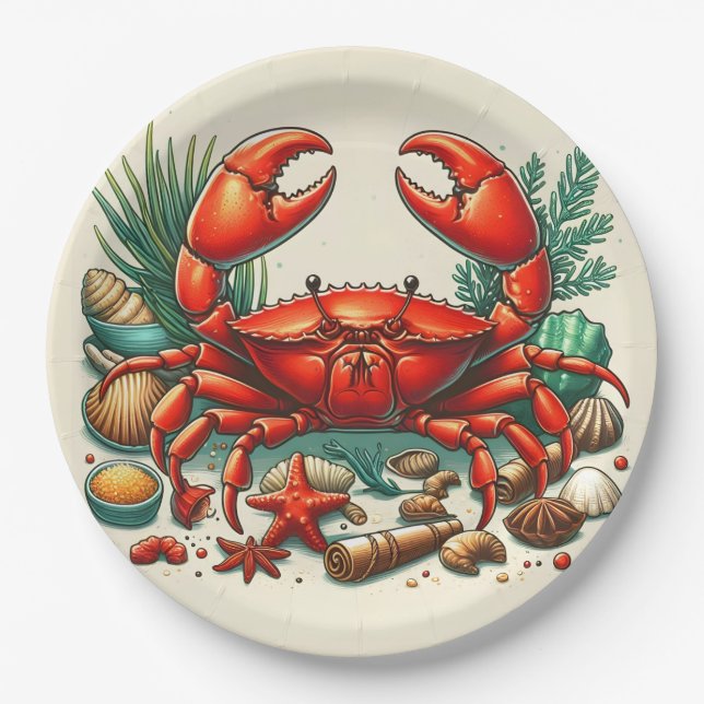 Prato De Papel Assado de Caranguejo Vermelho (Frente)