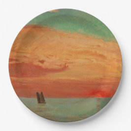 Prato De Papel Assalto do Sol sobre o Mar Oriental (Arte Asiática