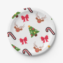 Assiette de noël en carton à motif blanc