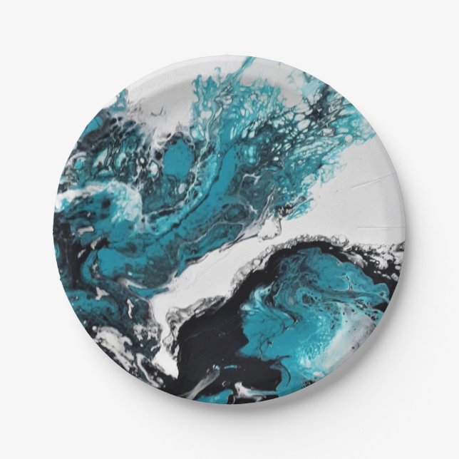 Prato De Papel Assiette en papier. Motif abstrait. Vagues Anetka. (Frente)