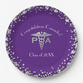 Prato De Papel Assistente Médico Graduado Roxo Prata