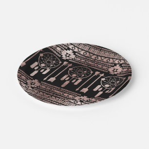 Prato De Papel Asteca tribal Dourado cor-de-rosa de Dreamcatcher