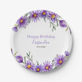 Prato De Papel Aster Floral Violet Birthday